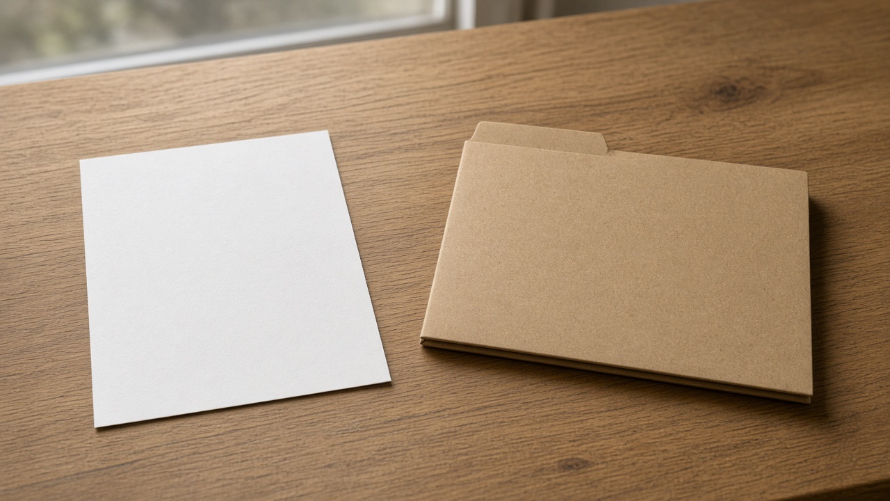 One blank sheet beside a plain unmarked folder