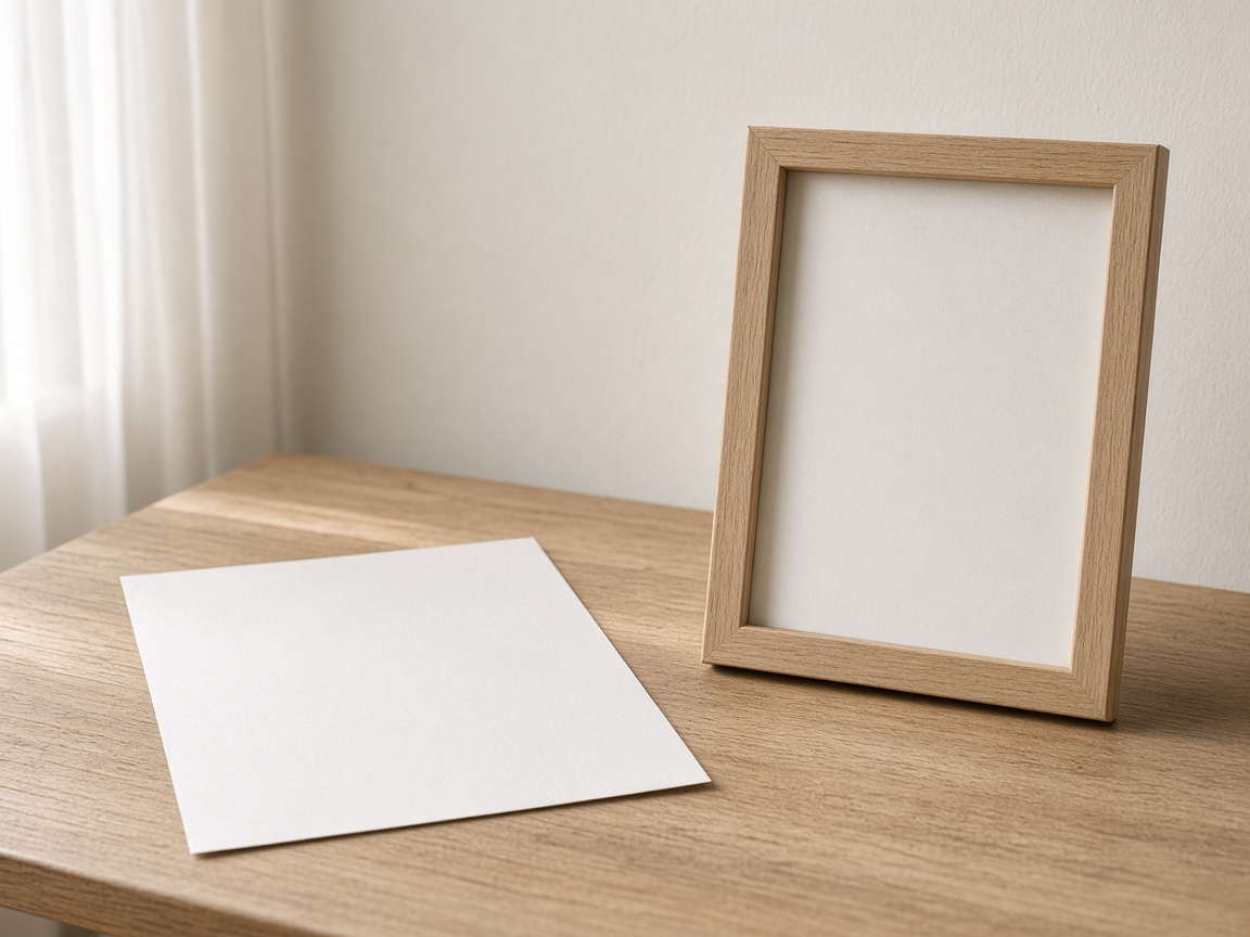 A closer view of a loose sheet next to a framed blank board