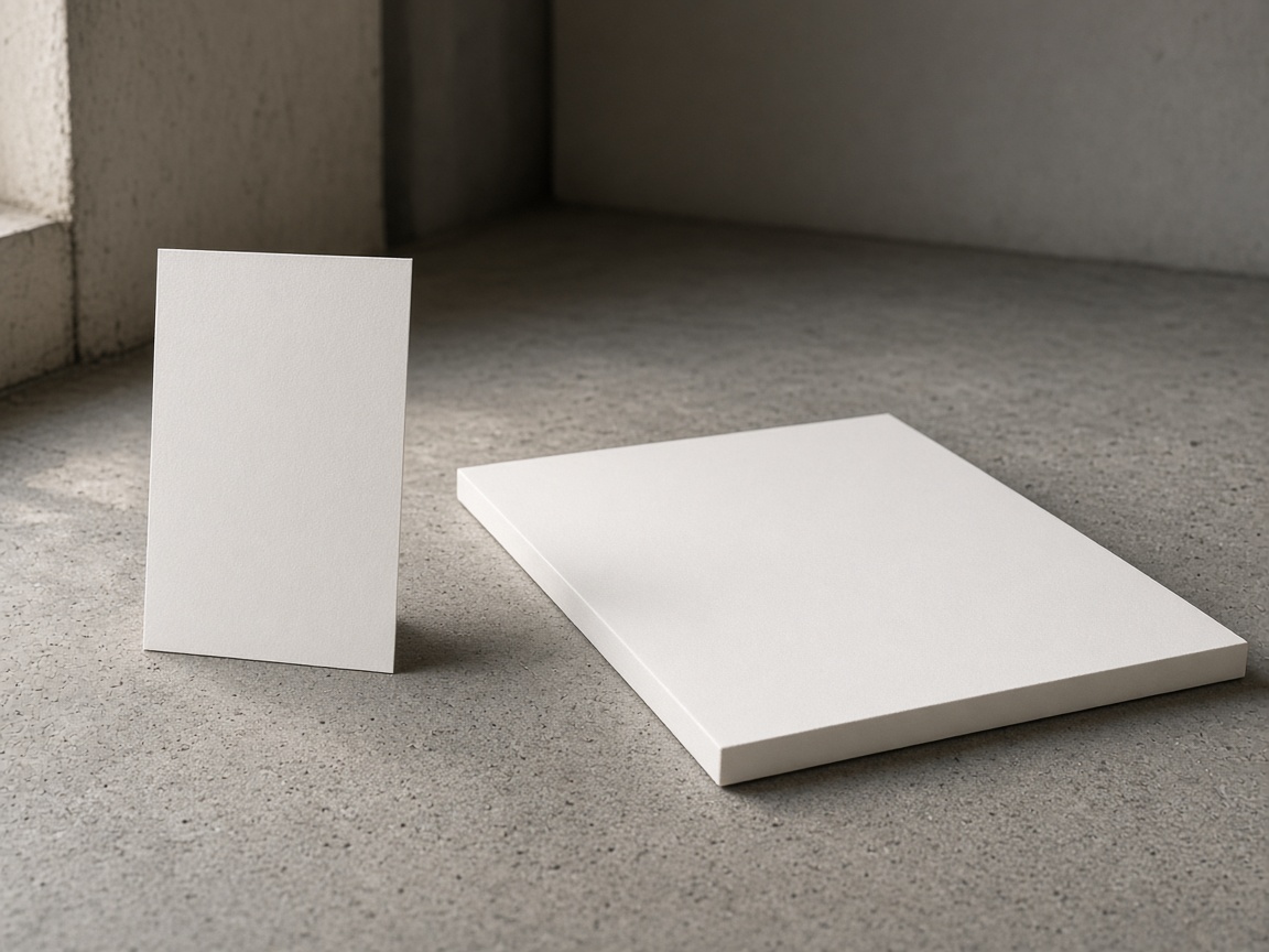 A closer view of a single sheet next to a wide blank board