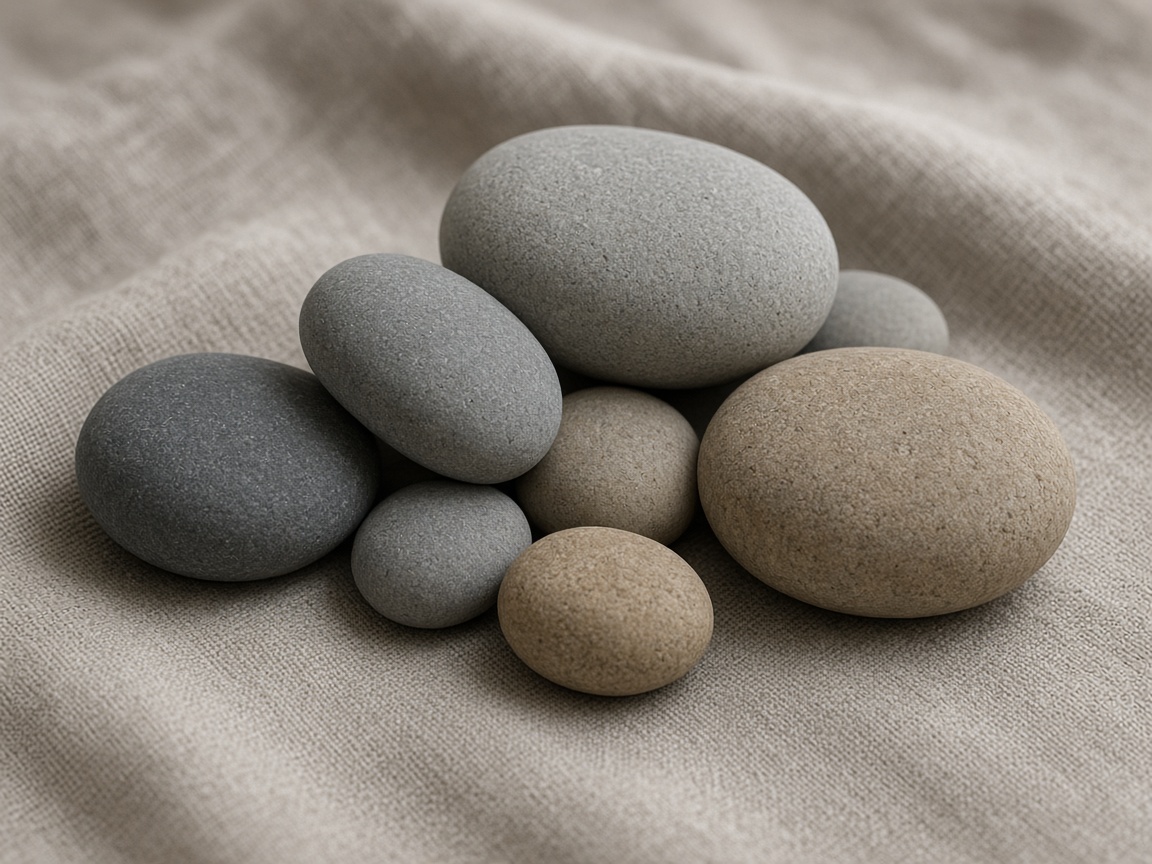 A closer view of unmarked stones gathered in one group