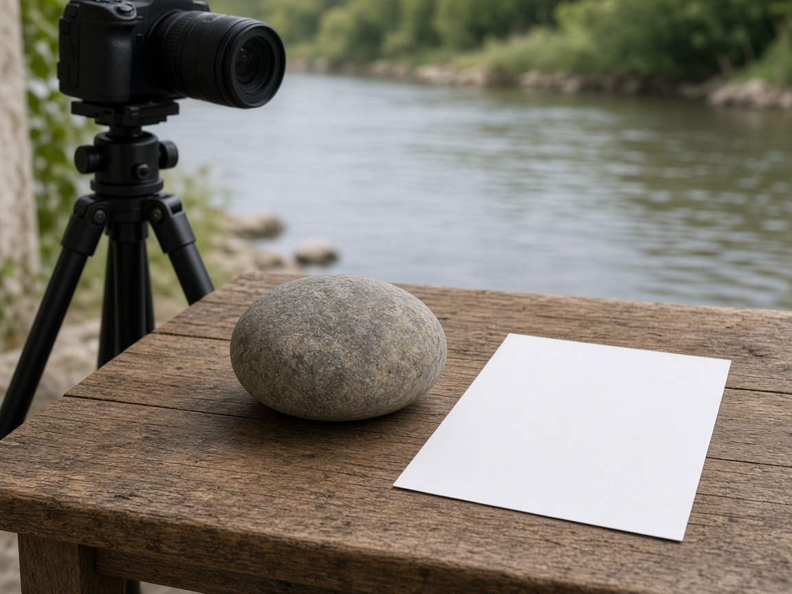A closer view of a camera facing a plain object