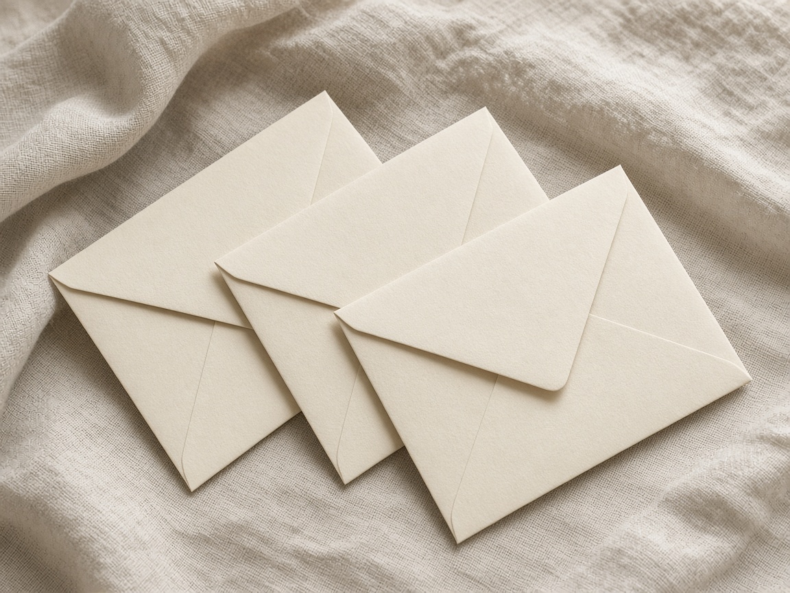 A closer view of sealed envelopes with nothing written on them