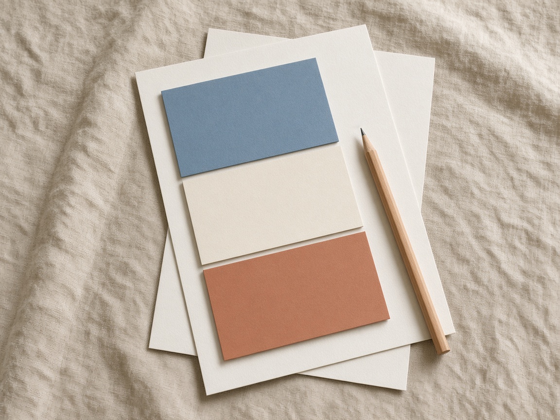 A closer view of blank colored paper arranged as a page layout