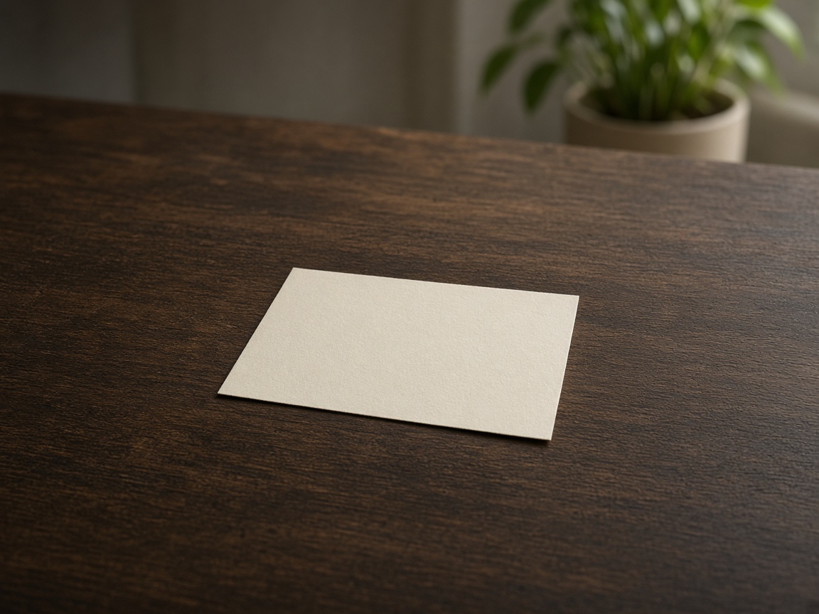 A closer view of one blank sheet alone on a wide table