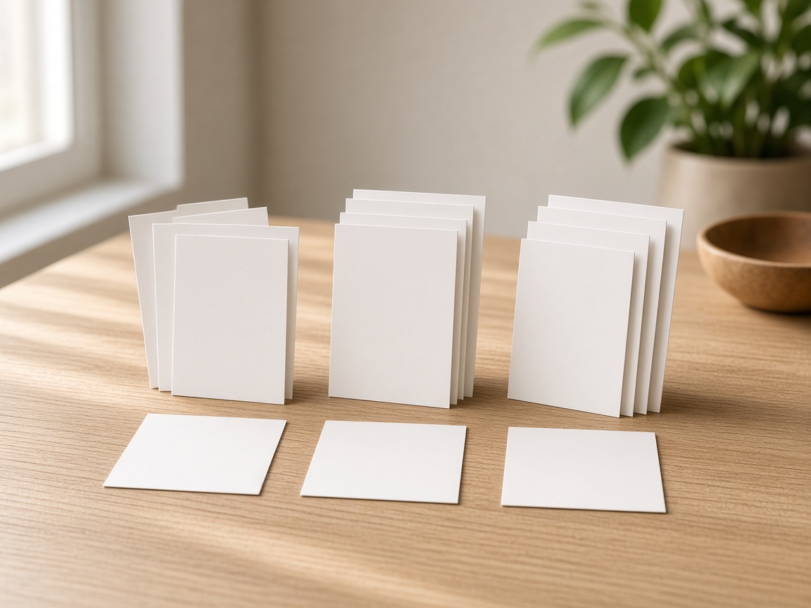 A closer view of blank cards set in columns