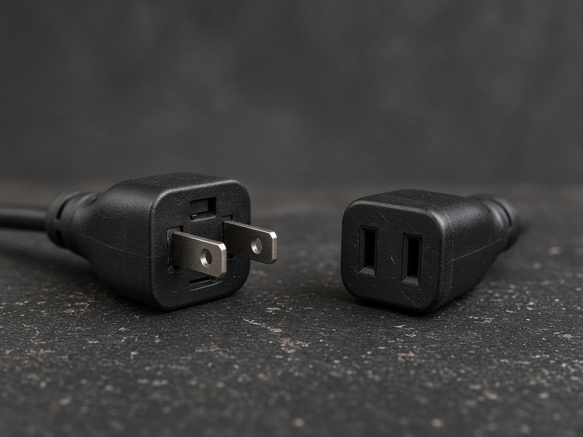 Two unmarked plugs face each other with a small gap between them.